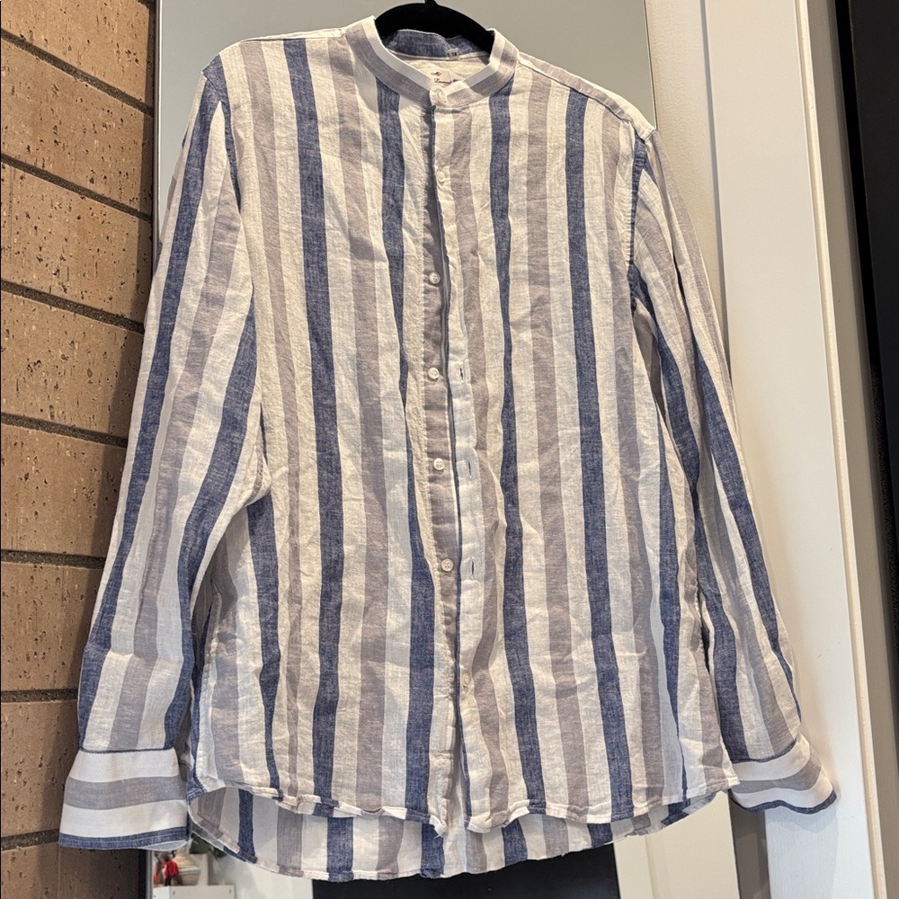 Men’s Italian striped 100% linen shirt